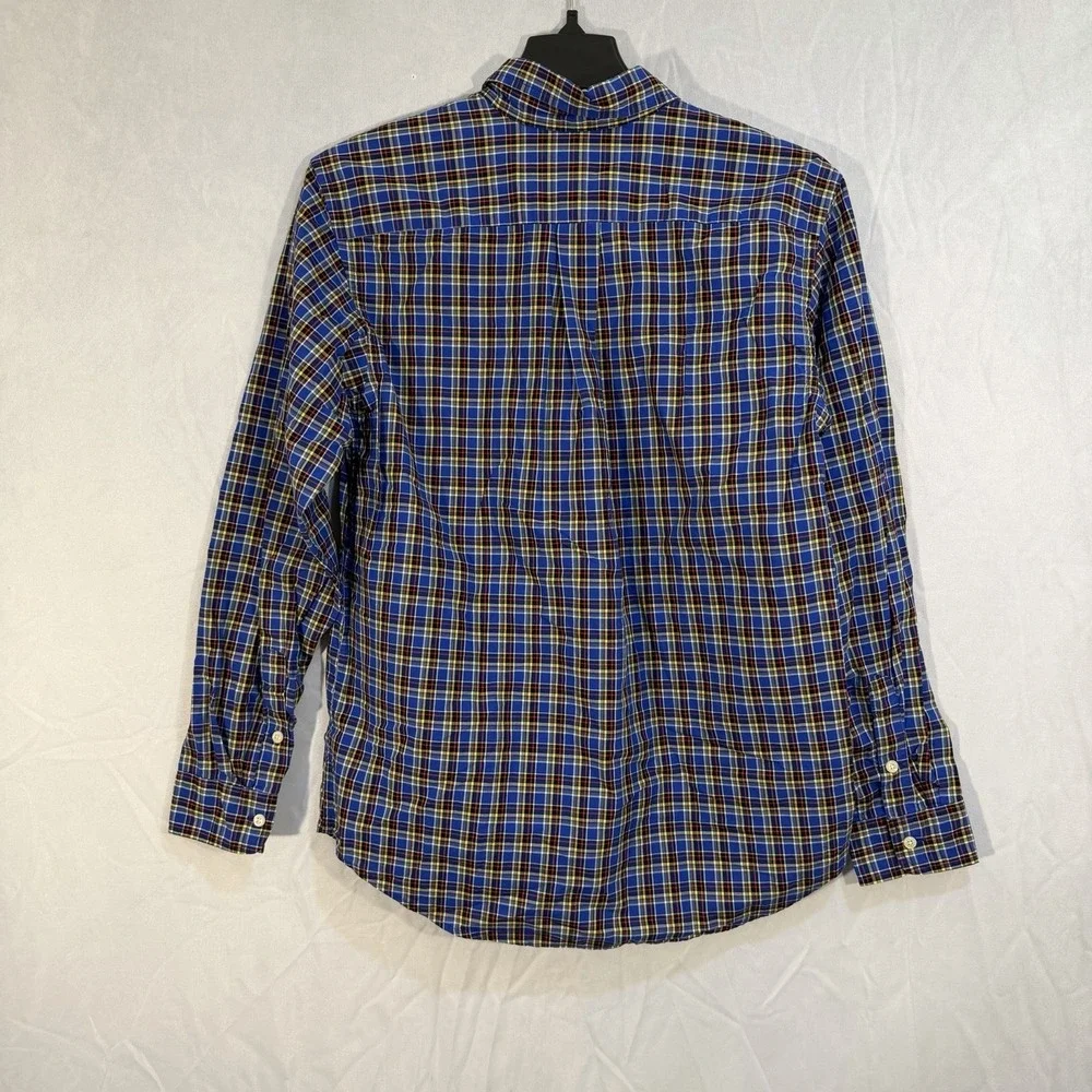 Ralph Lauren Boys Plaid Red Pony Long Sleeve Button‎ Up Blue Check Stripes XL